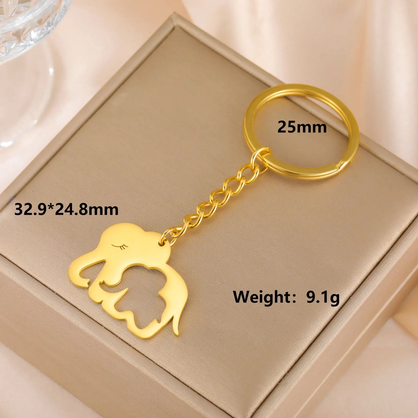 Lucktune Cartoon Elephant Pendant Key Chains for Women Men Stainless Steel Animal Bags Car Keyring Jewelry Valentine’s Day Gifts