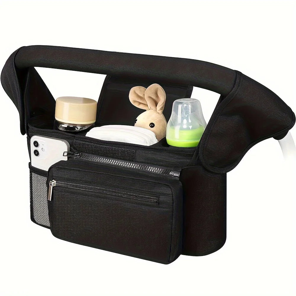 Baby Stroller Manager With Non-slip Strap And Insulated Cup Holder, Mobile Phone Baby Stroller Bag, Suitable For Uppababy,