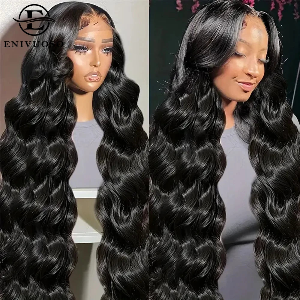 Body Wave 13x6 Lace Frontal Wig Pre Plucked with Baby Hair Natural Hairline Long Wavy Synthetic Lace Front Wigs For Black Women