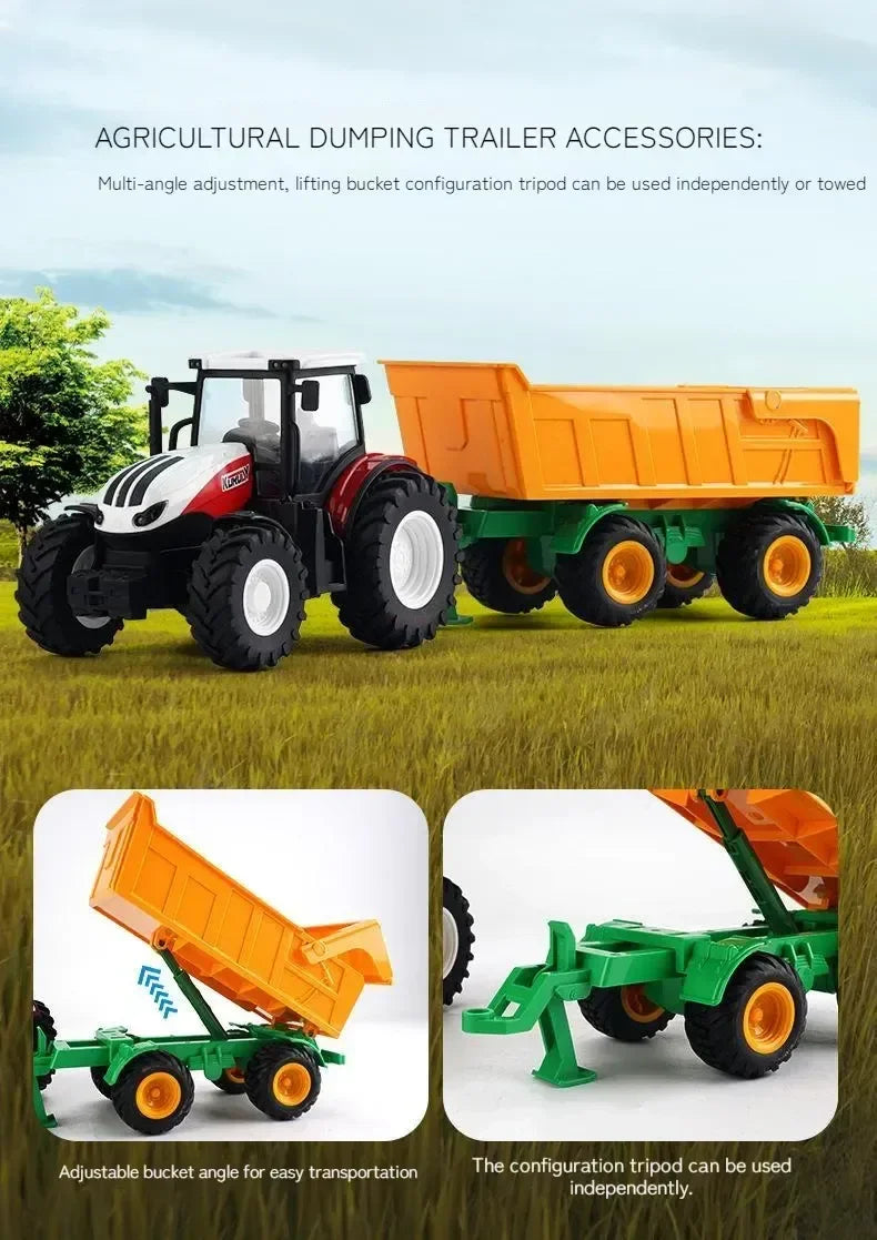 6601 Rc Car 1:24 Alloy Remote-Controlled Tractor Toy Headlights Simulation Electric Farm Truck Toy Set Kid Outdoor Surprise Toy