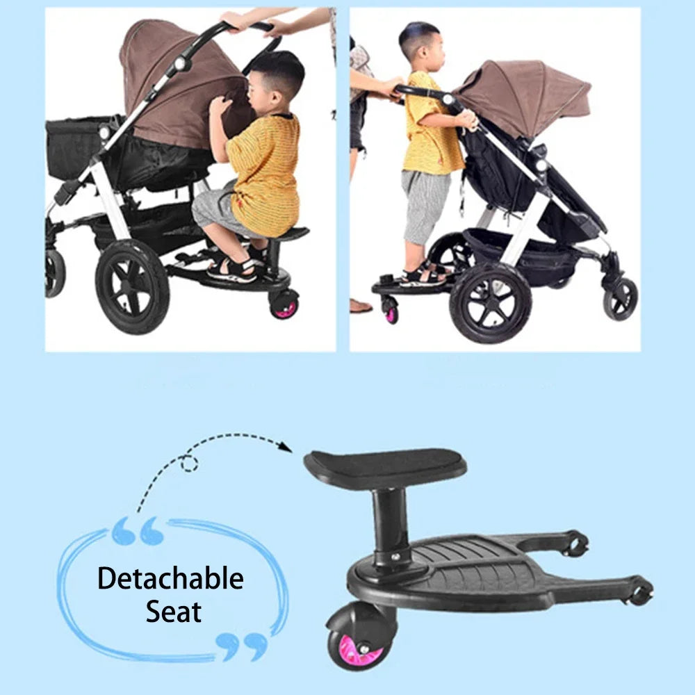 Make Walking with Two Kids Easier – Children Stroller Pedal Adapter and Hitchhiker Standing Plate for Second Child and Twins