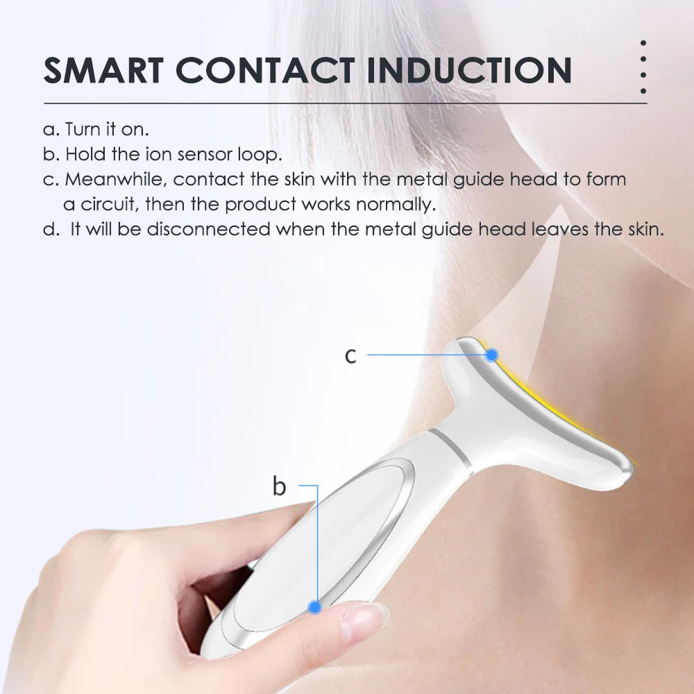 EMS Neck Slimming Massager LED Photon Therapy Skin Rejuvenation Beauty Device Hot Cold Compress Anti Wrinkle Remove Double Chin