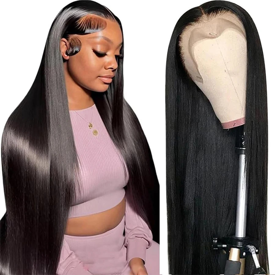 Wig For Women Straight Lace Wig Human Hair Lace Front Wig 180% Brazilian Remy Hair Pre Plucked Transparent Lace Frontal Wigs