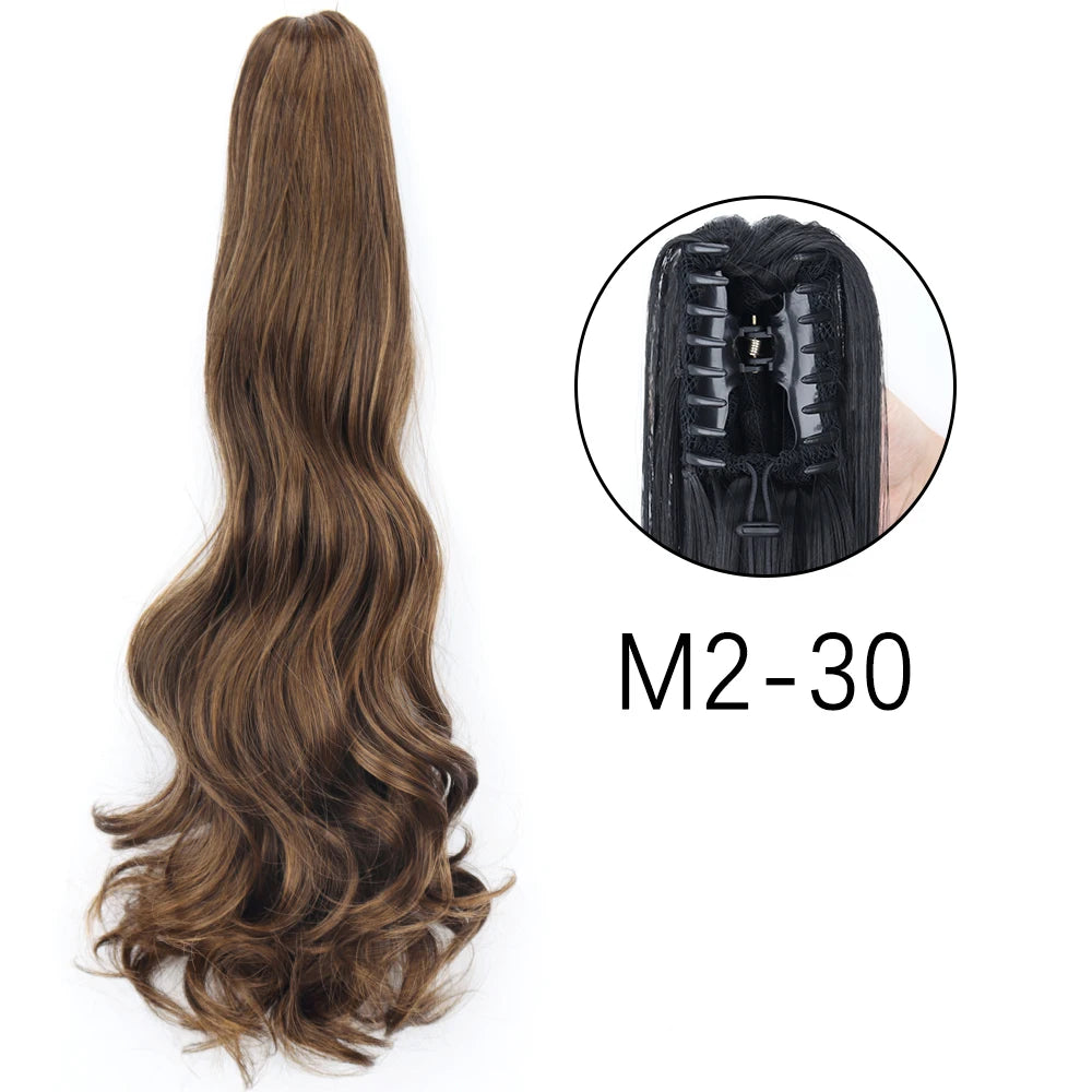 Synthetic Long Straight Claw Clip On Ponytail Hair Extensions 24Inch Heat Resistant Pony Tail Hair piece For Women Daily Party