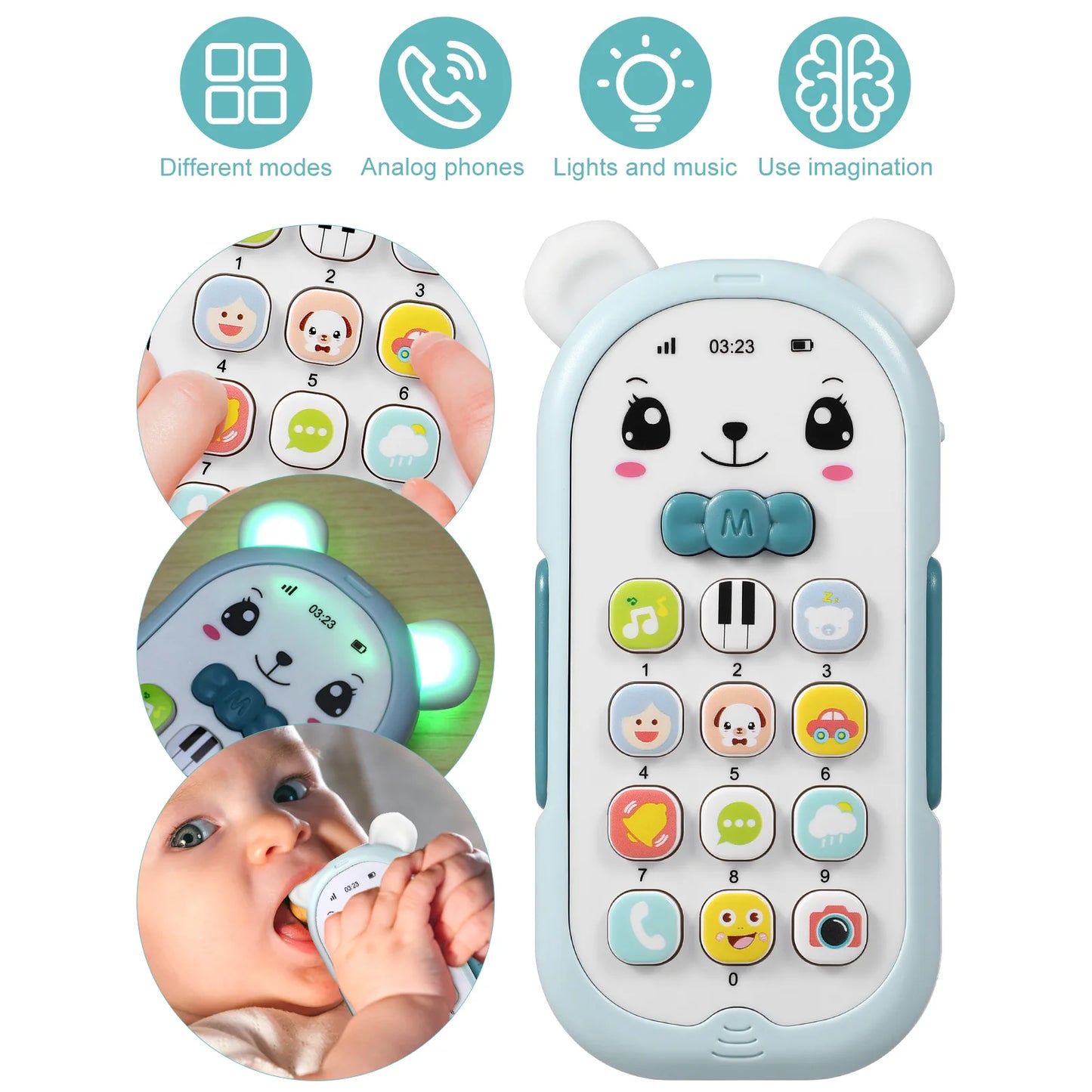 Children's Mobile Phone Toy Baby Infant Newborn Toys 6 12 Months with Music and Light 3 Cell 6- Toddlers Year Kids