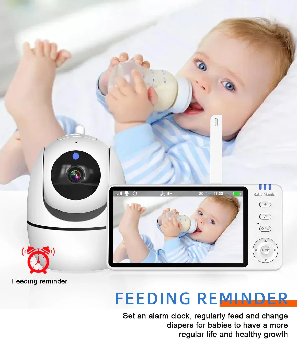 5.0 Inch Video Baby Monitor With Pan Tilt Camera Wireless Two Way Audio Night Vision Security Babysitter VOX Wake Up USB Charge