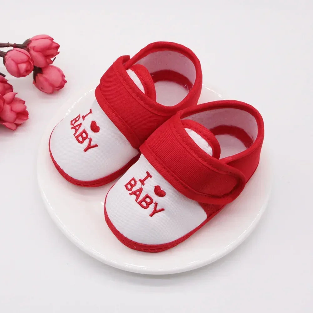 Double Heart Spring and Autumn Shoes for Men and Women 0-1 Years Old Soft Soled Toddler Shoes 3-6-9 Months Baby Walking Shoes