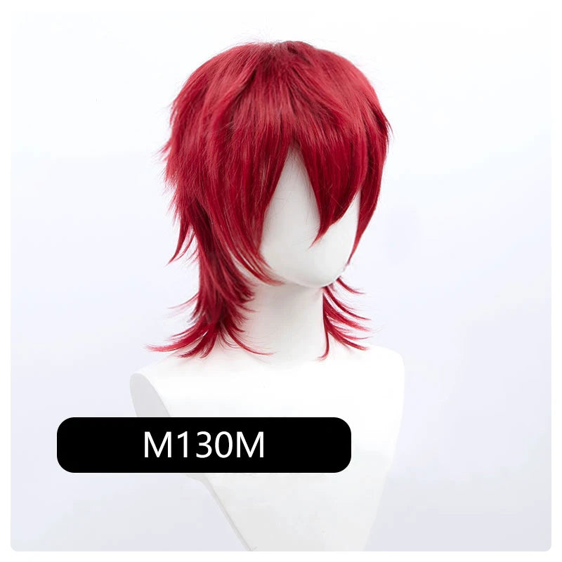 Synthetic Short Wigs Wolf cut with Bangs Choppy Cosplay Party Wig for men women Pink Red Blue Purple Korean style Man wig MUMUPI