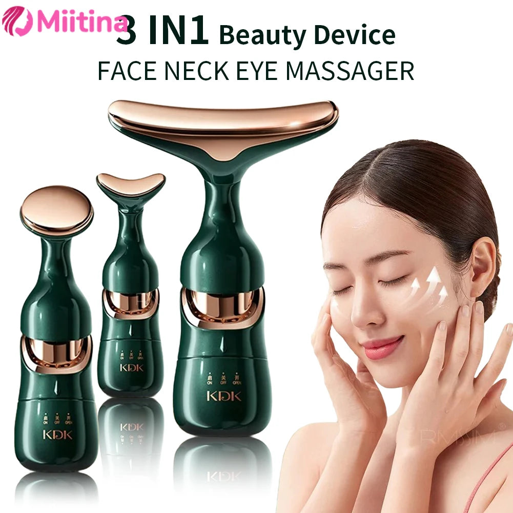 "3-in-1 Microcurrent Face Massager – Neck, Facial & Eye Lifting, Skin Rejuvenation, Anti-Aging, Wrinkle Treatment"