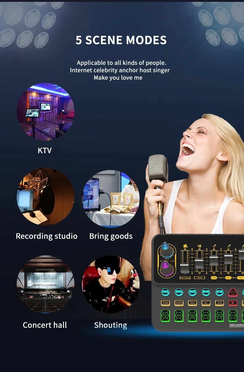 Computer Mobile Phone Live Steam Audio Studio Vocal Recording Fashion Studio Equipment Music Recording Microphone Kit V10XPRO