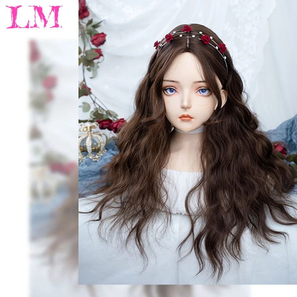 LM Straight Synthetic Lace Front Wig For Women 38 Inch Long Ombre Brown Red Blonde Hightlight Lace Frontal Wigs Cosplay Wig