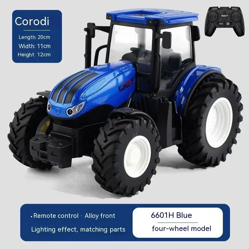 6601 Rc Car 1:24 Alloy Remote-Controlled Tractor Toy Headlights Simulation Electric Farm Truck Toy Set Kid Outdoor Surprise Toy