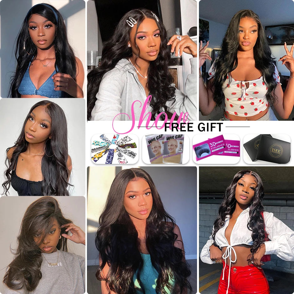 ISEE HAIR Peruvian Body Wave 13x4 Lace Frontal For Women  Cheap Human Hair Pre Bleached Knots Wig Full Lace Human Hair Wig