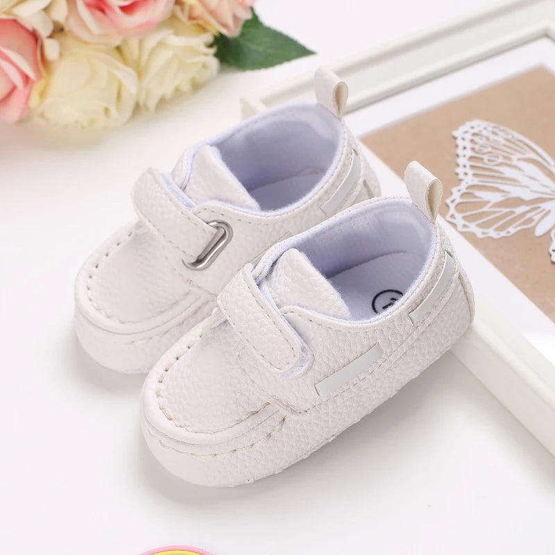 Boys And Girls Gentleman Shoes Soft Soled White Shoes Leisure Sports Shoes Newborn First Walk 0-18Months Bed Shoes