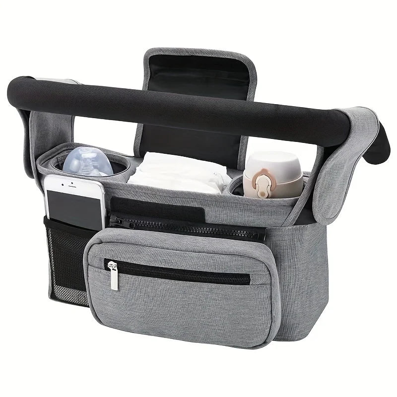 Baby Stroller Manager With Non-slip Strap And Insulated Cup Holder, Mobile Phone Baby Stroller Bag, Suitable For Uppababy,