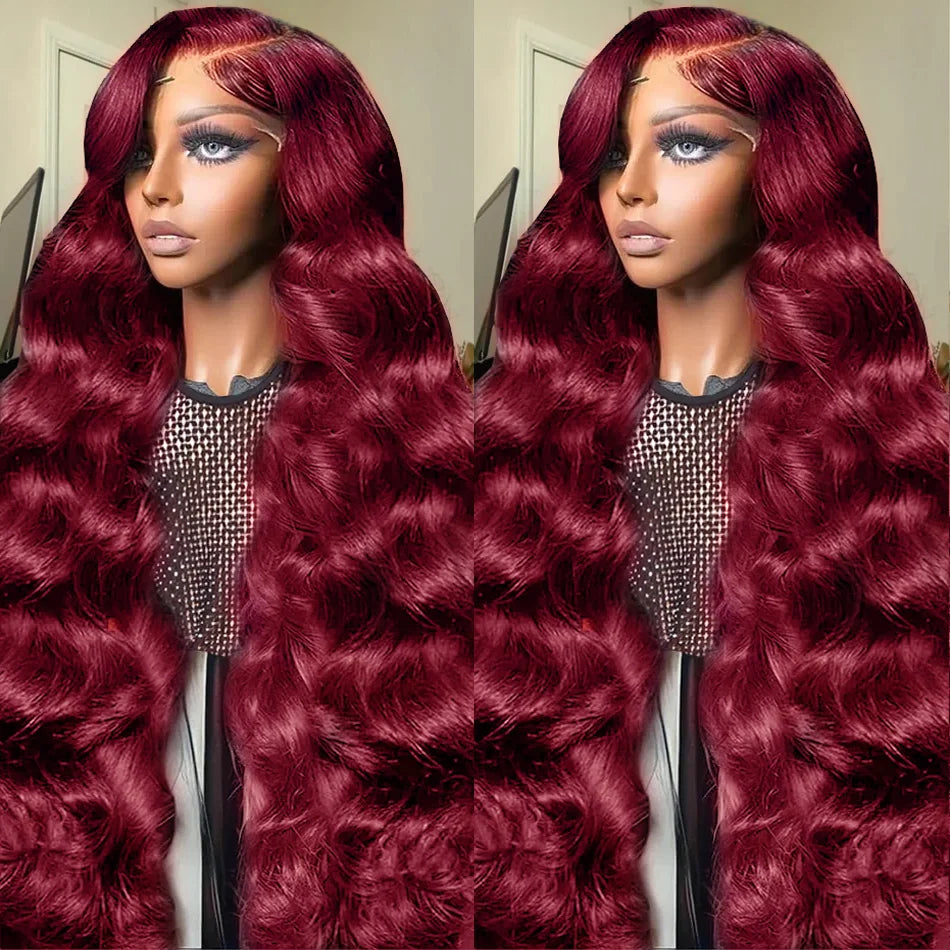 30 40 Inch 13x4 99j Burgundy Body Wave Lace Front Human Hair 13x6 Hd Transparent Lace Frontal Wig Brazilian For Black Women