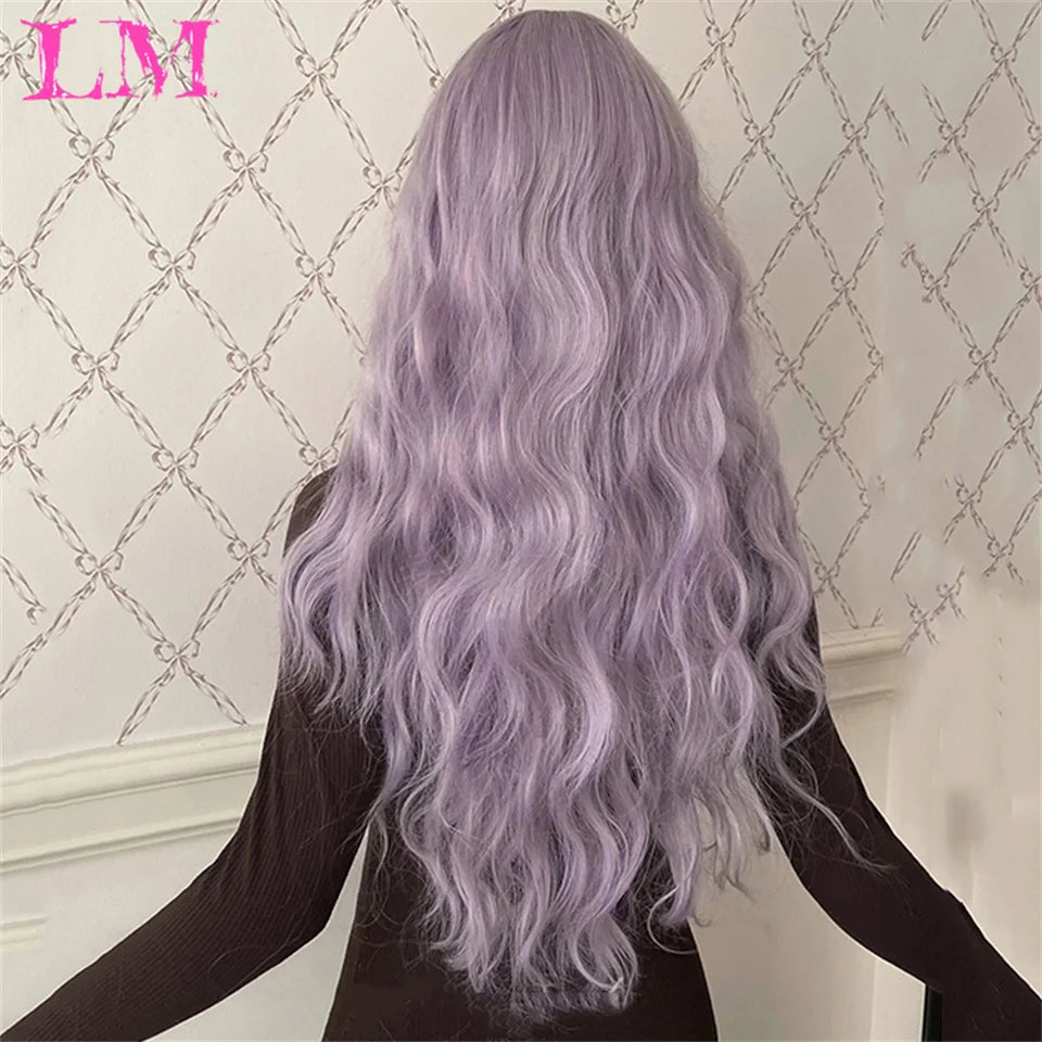 LM Straight Synthetic Lace Front Wig For Women 38 Inch Long Ombre Brown Red Blonde Hightlight Lace Frontal Wigs Cosplay Wig