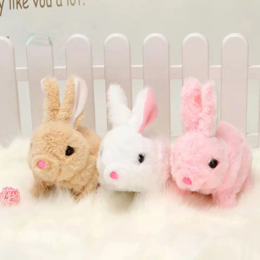 Long-haired bunny electric plush toy soft plush simulation shape small animal doll battery interactive children's favorite gift