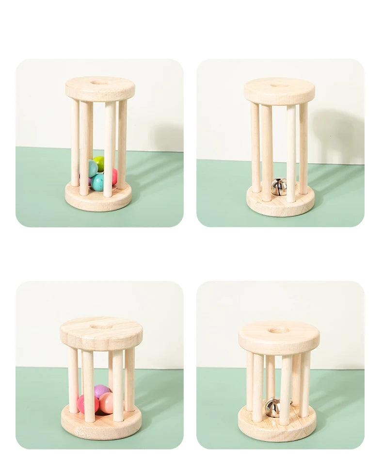 Baby Music Toy Wood Rolling Cage Bell Coloful Rattles & Mobiles Early Developmental Sound Infant & Toddler Musical Toys Boy Girl