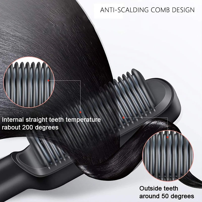 Electric Hot Comb Multifunctional Straight Hair Straightener Comb Negative Ion Anti-Scalding Styling Tool Straightening Brush