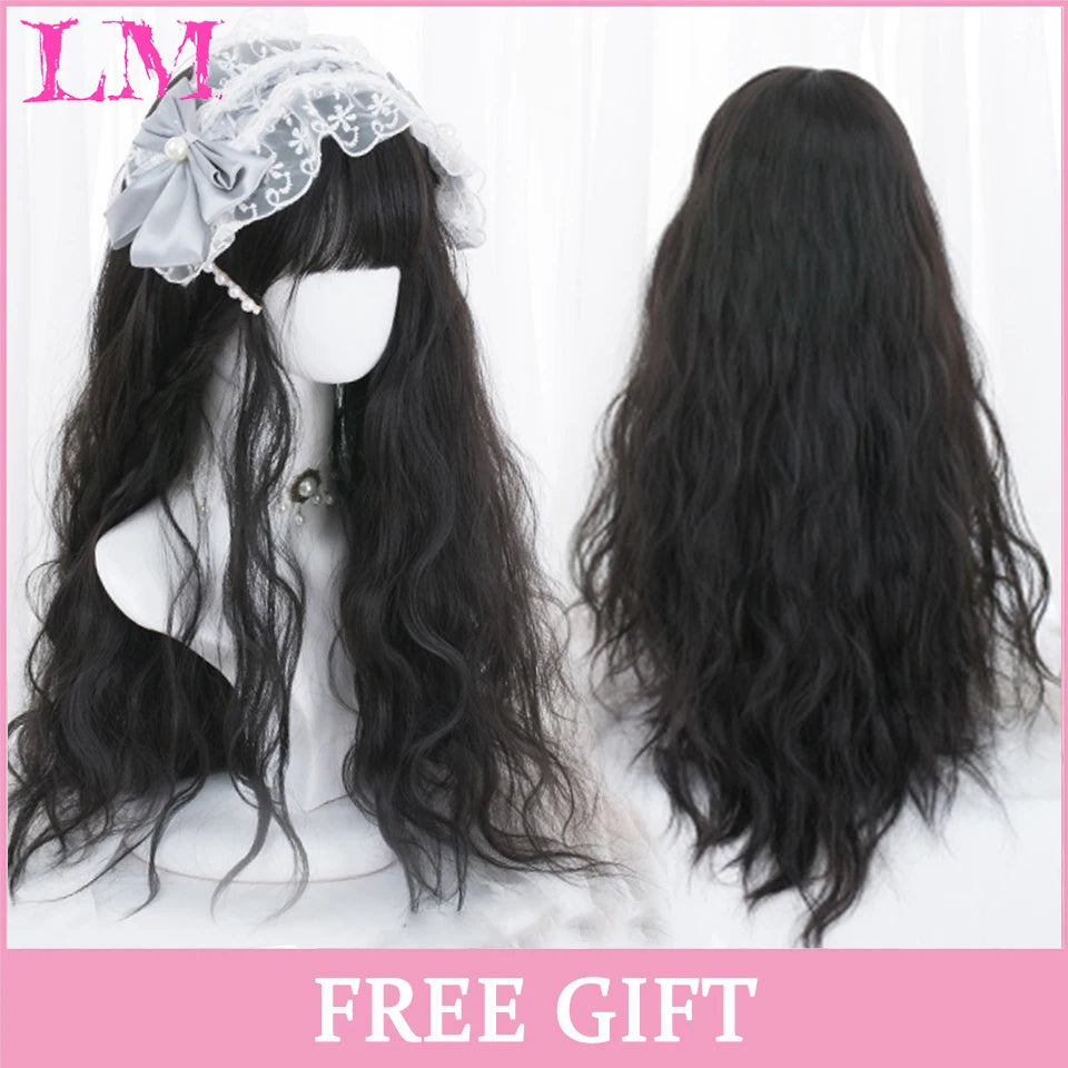 LM Wave Synthetic Wig for Black Women Wear Deep Curly Soft Wig Natural Black Color Replacement Wigs for Daily Party Use