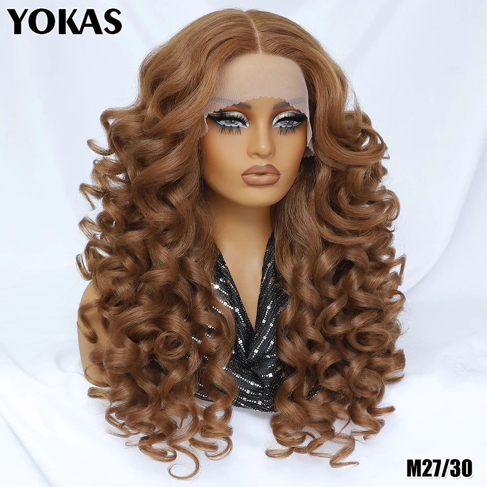 Latisha 24 Inch Synthetic Lace Front Wigs For Black Women With Hight Temperature Fiber Loose Curl Afro Lace Front Wig For Female