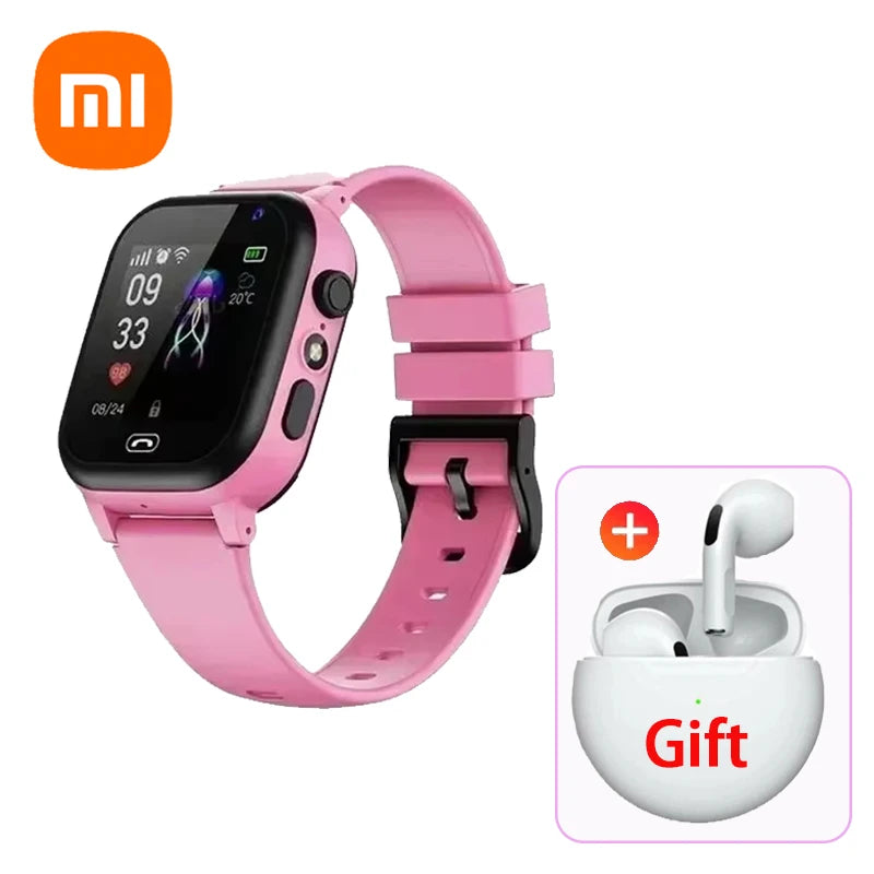 Xiaomi Kids 4G Smart Watch SOS GPS Location Video Call Sim Card Child Camera Waterproof Upgrade 2025 For Boys Girls Add Earphone