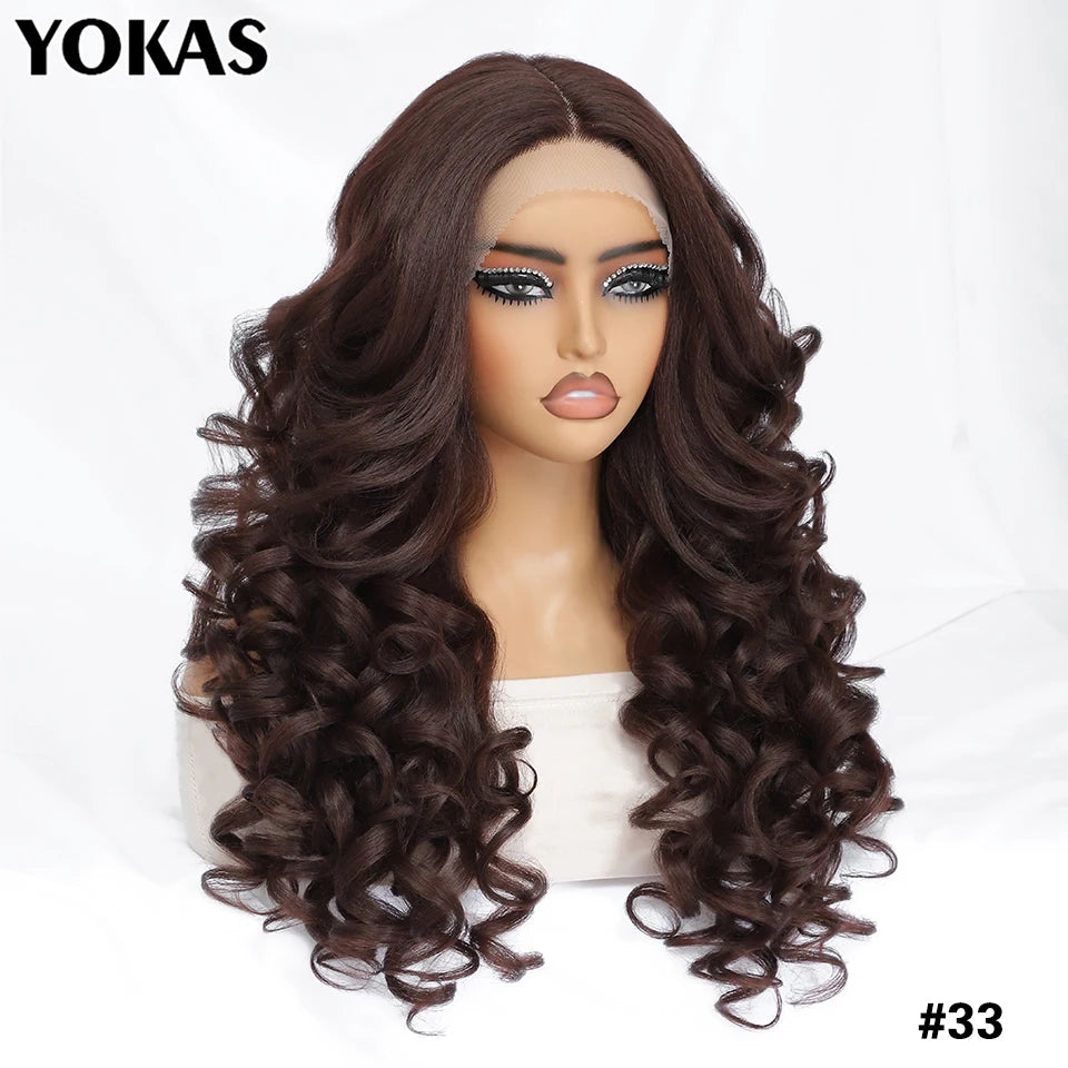 Latisha 24 Inch Synthetic Lace Front Wigs For Black Women With Hight Temperature Fiber Loose Curl Afro Lace Front Wig For Female