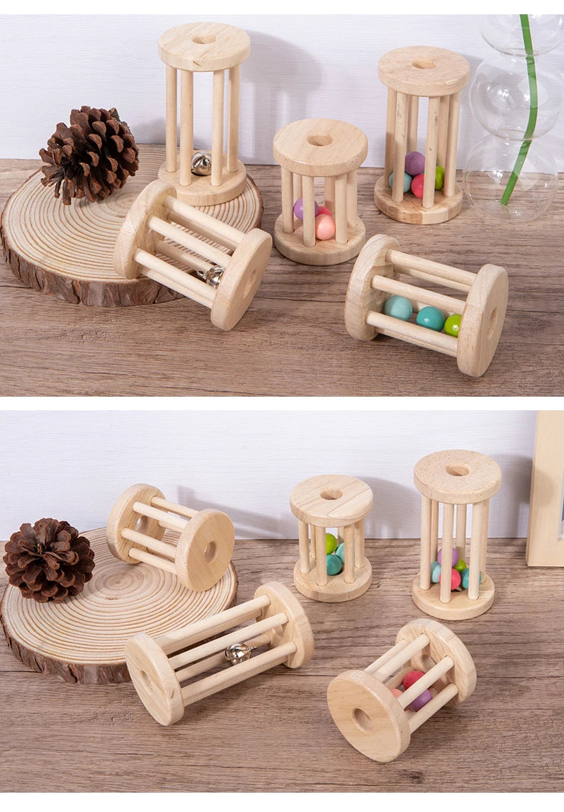 Baby Music Toy Wood Rolling Cage Bell Coloful Rattles & Mobiles Early Developmental Sound Infant & Toddler Musical Toys Boy Girl