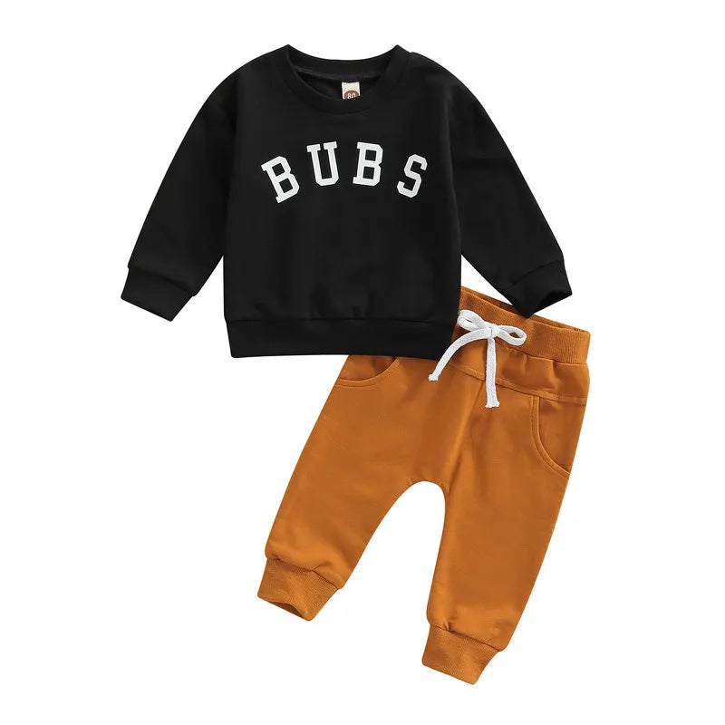 RUEWEY Pant Sets Baby Boy Clothes Fall Infant Top and Bottom Sets for Children Letter Long Sleeve Suit Baby Groups Clothing