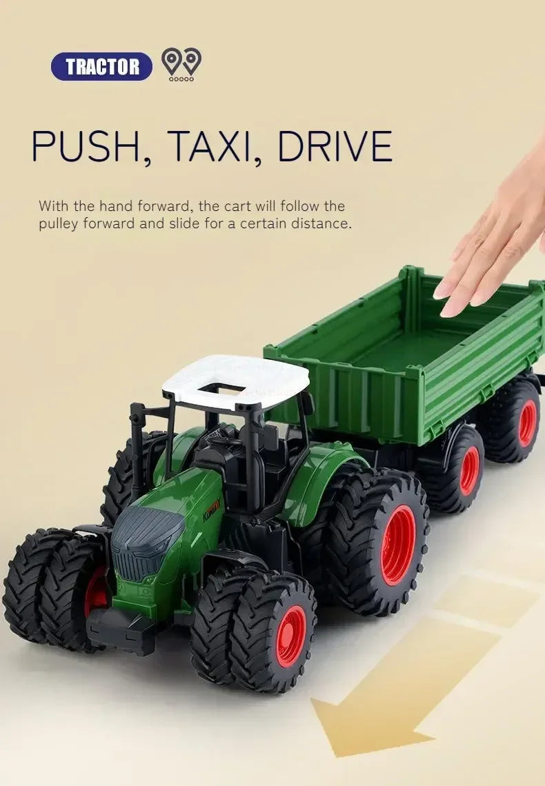 6601 Rc Car 1:24 Alloy Remote-Controlled Tractor Toy Headlights Simulation Electric Farm Truck Toy Set Kid Outdoor Surprise Toy