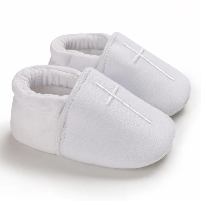 Infant Spring Shoe Newborn Infant Girls and Boys Recreational Baptism Non-Slip Walking Shoe White Soft-soled Sneaker Prewalker