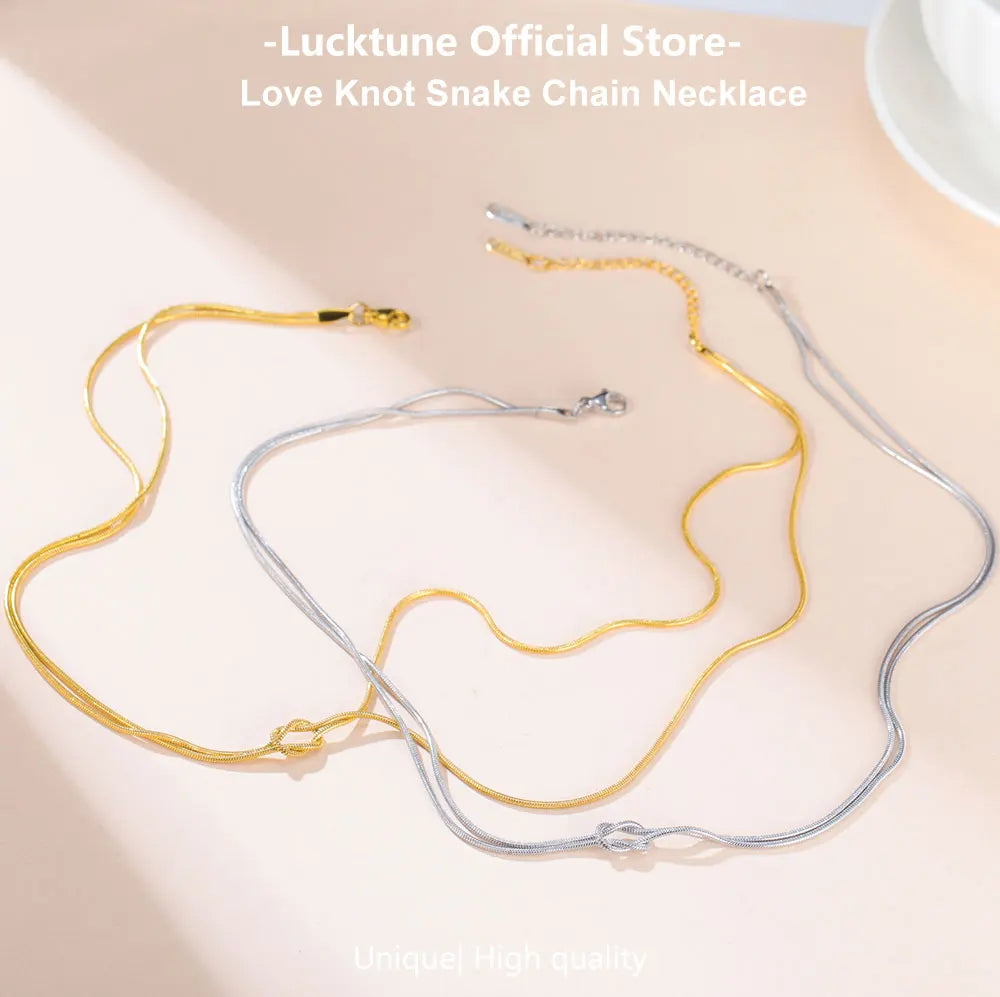 Lucktune Wholesale Love Knot Snake Chain Necklace for Women Man Stainless Steel Wedding Charm Valentine’s Day Gift Jewelry New