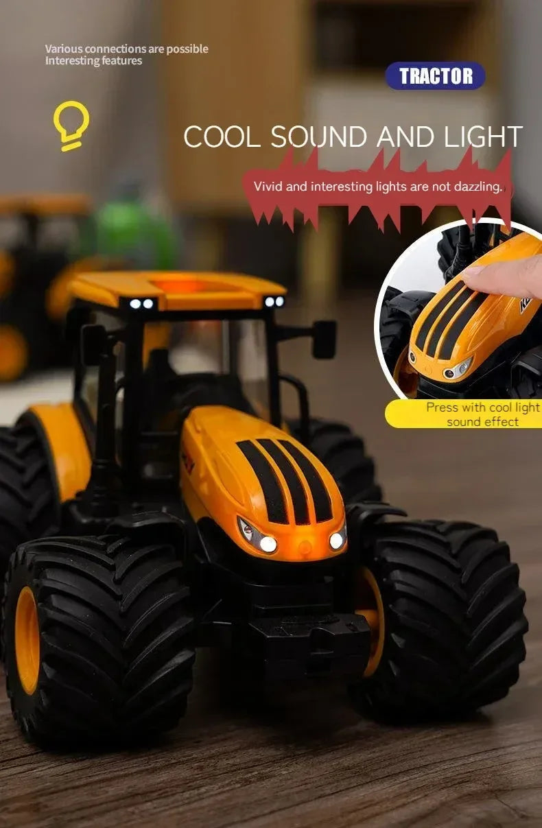 6601 Rc Car 1:24 Alloy Remote-Controlled Tractor Toy Headlights Simulation Electric Farm Truck Toy Set Kid Outdoor Surprise Toy