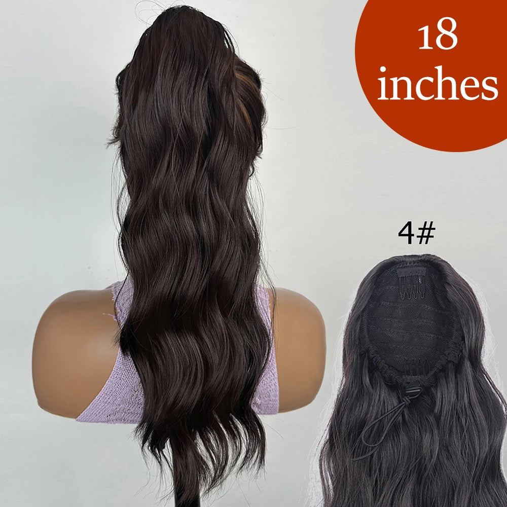 Synthetic Long Straight Claw Clip On Ponytail Hair Extensions 24Inch Heat Resistant Pony Tail Hair piece For Women Daily Party