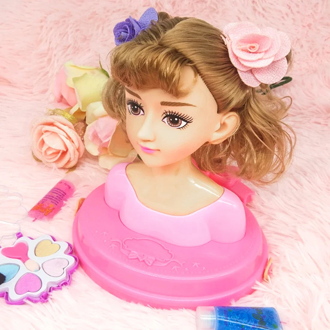 Funny Children Head Model Half Body Doll Toy Simulation Barber Makeup artist Makeup Hairstyle Beauty toy kids Girls Gift