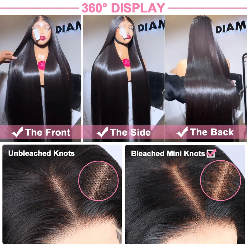 200% Hd Transparent Bone Straight 13x6 Lace Frontal Wigs Brazilian Remy Hair Preplucked 13x4 Lace Front Human Hair Wig For Women