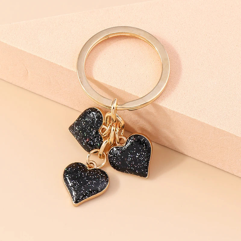 Lovely Colorful Heart Keychain Love Keyrings Valentine's Day Gift Key Chains for Women Girls Car Key Handbag Jewelry Accessories