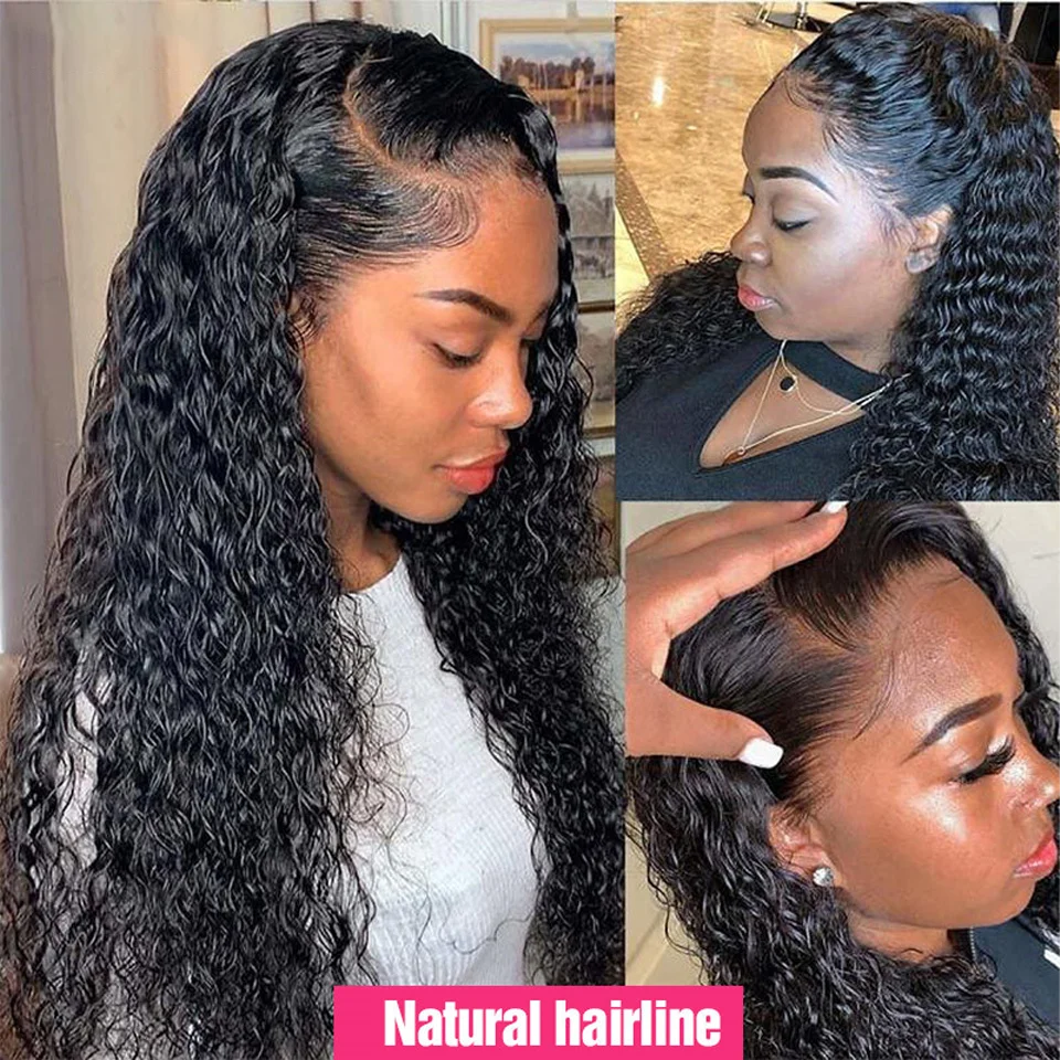 13x4 HD Lace Frontal Wig Deep Wave Frontal Wig 100% Brazilian Curly Human Hair Wigs 4x4 Transparent Lace Front Wig Pre Plucked