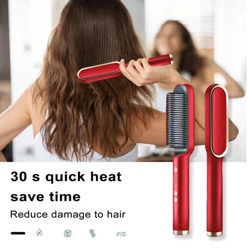 Electric Hot Comb Multifunctional Straight Hair Straightener Comb Negative Ion Anti-Scalding Styling Tool Straightening Brush