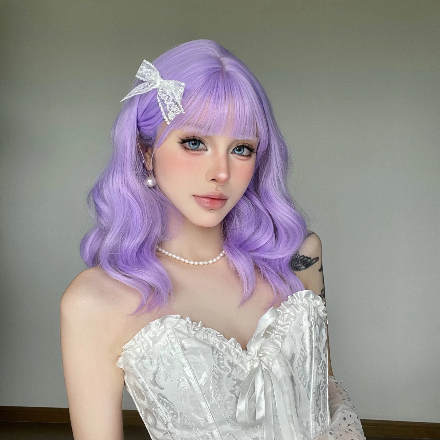 New 14Inch Purple Short Curly Wig Full Head Halloween Hot Coplay Lolita Curly Hair Party Activities To Wear Wig