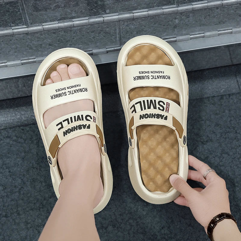 2024 Summer Men's Massage Slippers Outdoor Sandals Beach Comfortable Soft Slides Indoor Casual Shoes Men Sandals Big Size 47 48