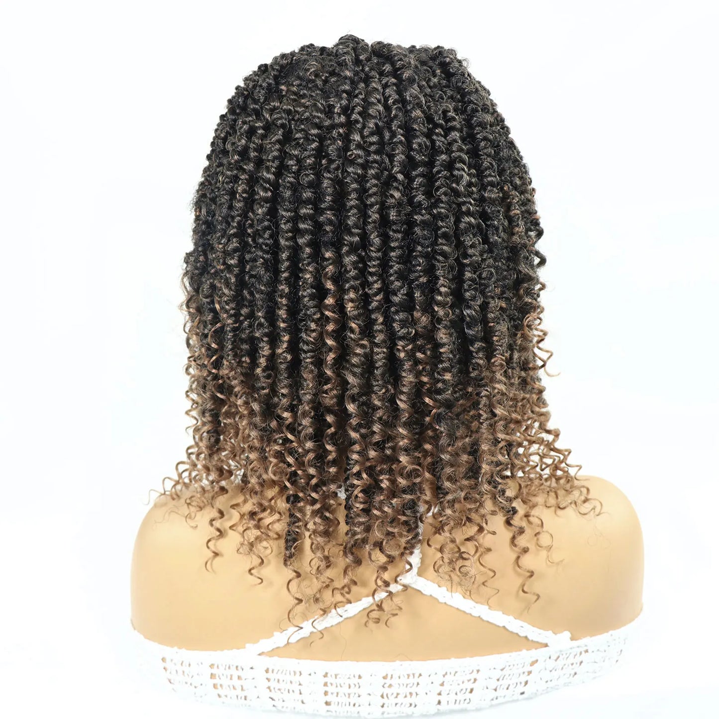 Short Passion Twist Braided Wigs Curly Ends Square Part Blonde Bob Braided Lace Front Wig For Women Synthetic 12Inch Braided Wig