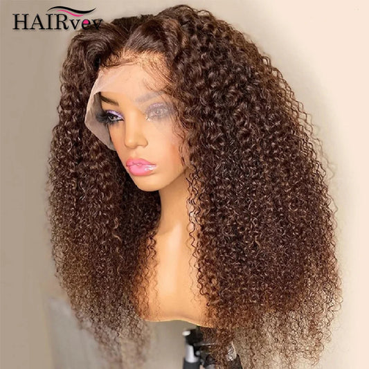 13x4 Chocolate Brown Lace Front Wigs Brazilian 13x6 Hd Lace Frontal Wig 100% Glueless Brown Curly Human Hair Wigs For Women Sale