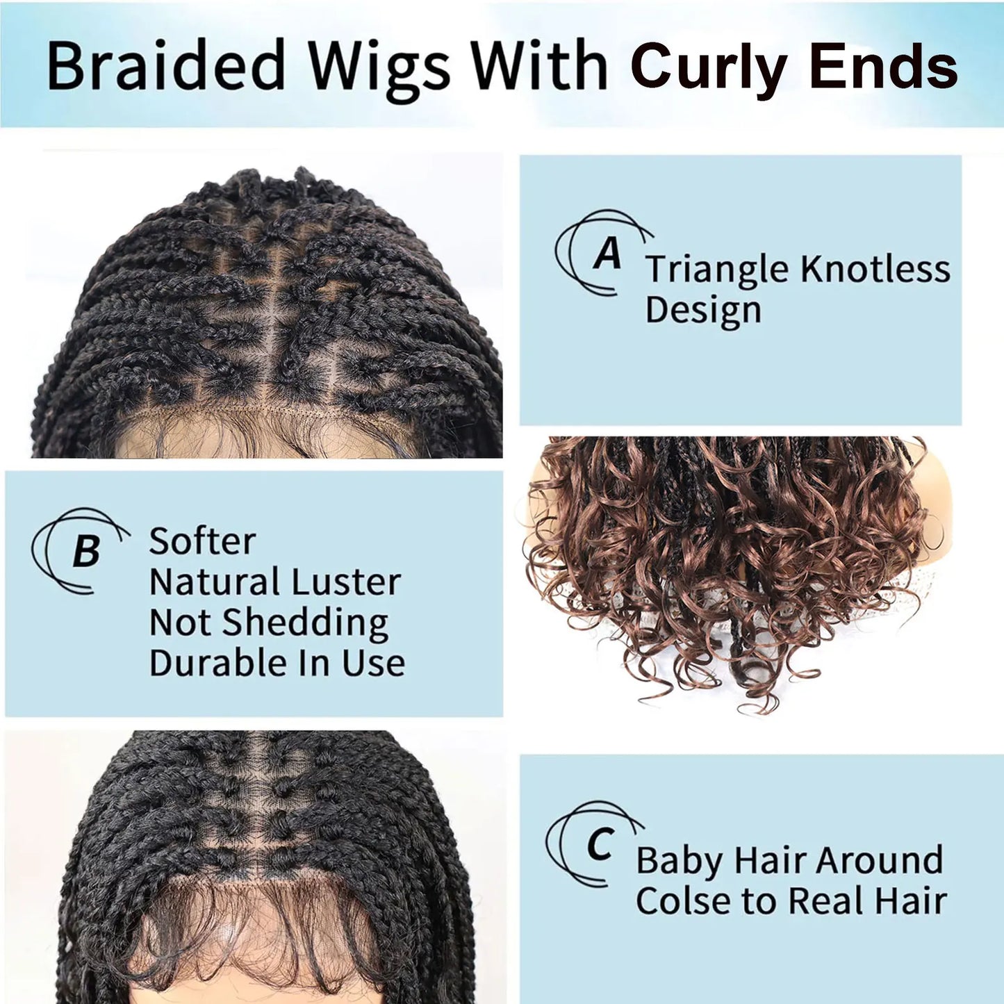 T30 Synthetic Box Braid Wigs Curly Ends Square Part Braided Lace Front Wig With Baby Hair For Women Blonde Lace Braided Wig