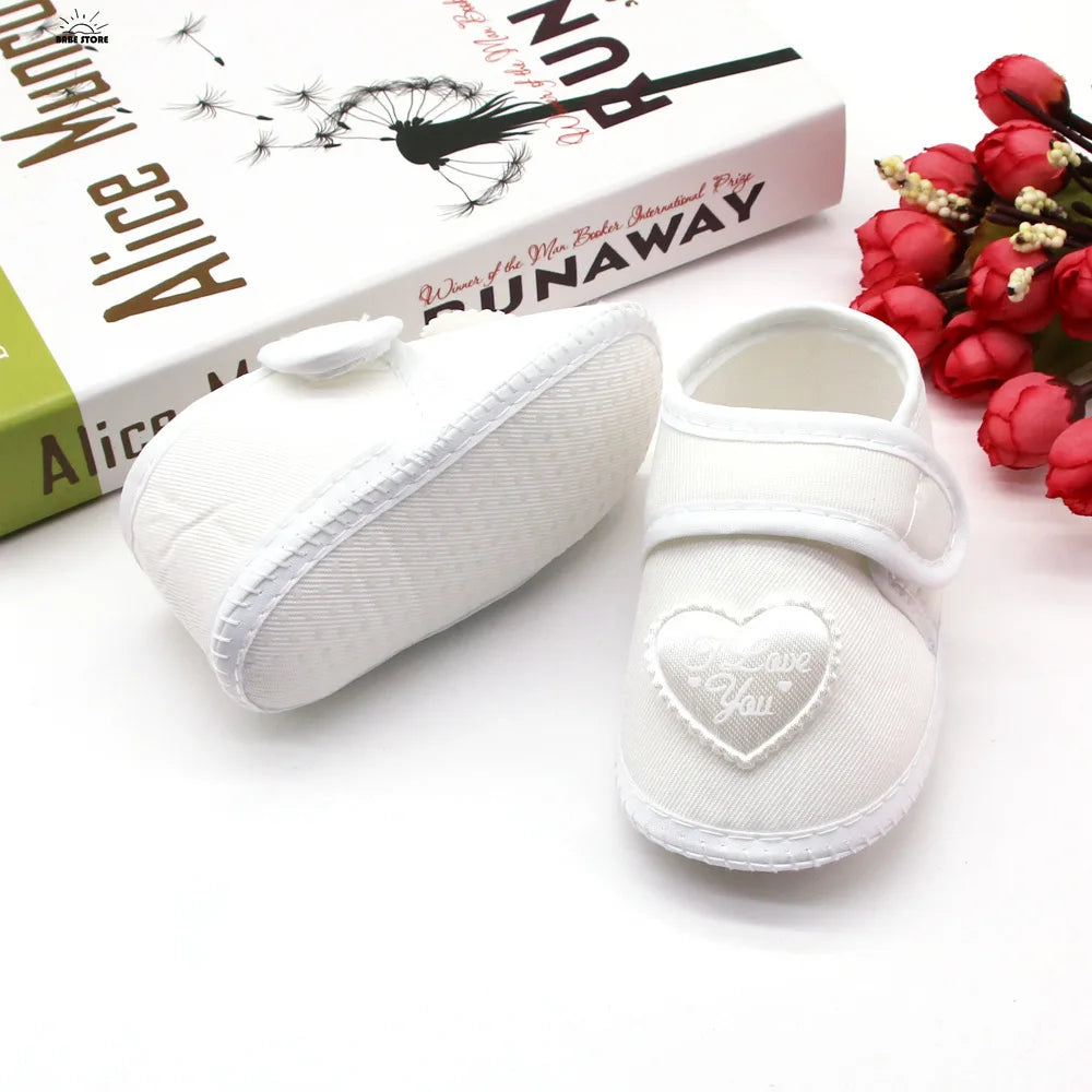 1 Pair Spring Autumn Baby First Walkers Infant Baby Girls Boys Anti-Slip Shoes Heart-shaped Newborn Slipper Shoes 0-18 Months