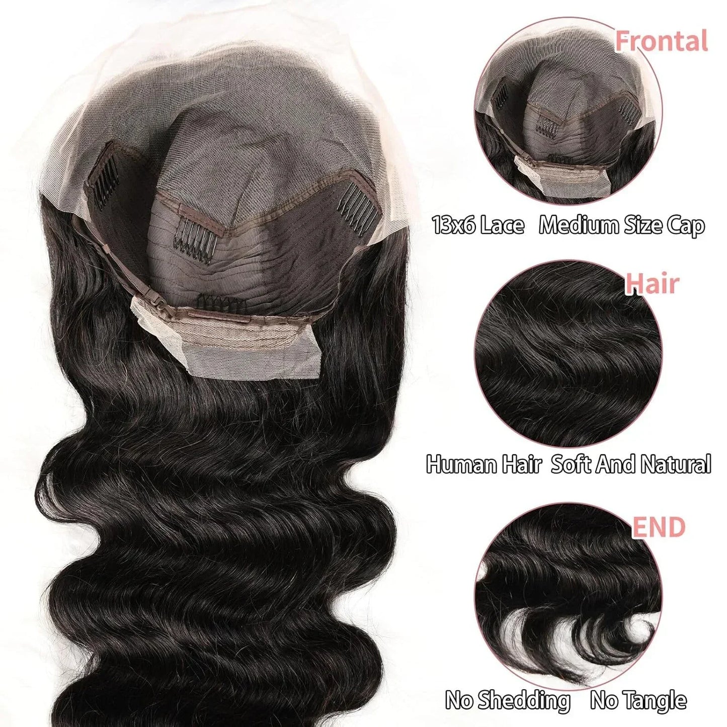 Body Wave 13x6 Lace Frontal Wig Pre Plucked with Baby Hair Natural Hairline Long Wavy Synthetic Lace Front Wigs For Black Women