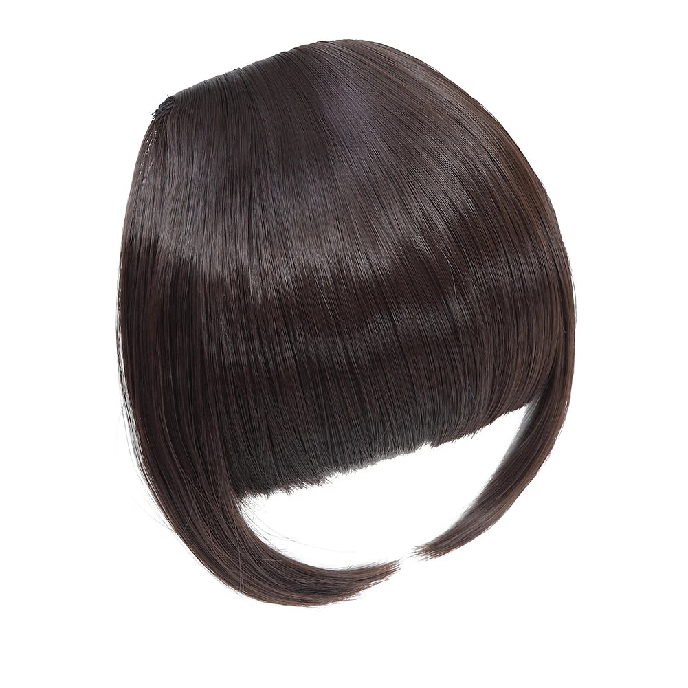 High Quality Synthetic Wig Flat Bangs Hair Extension Clip in Bangs with Temples 6 Inches Front Face Bangs for Women Girls Daily