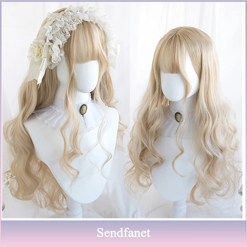 AS Long Straight Black Synthetic Wig For Woman With Bangs black Cosplay Lolita Wigs Heat Resistant Natural Hair