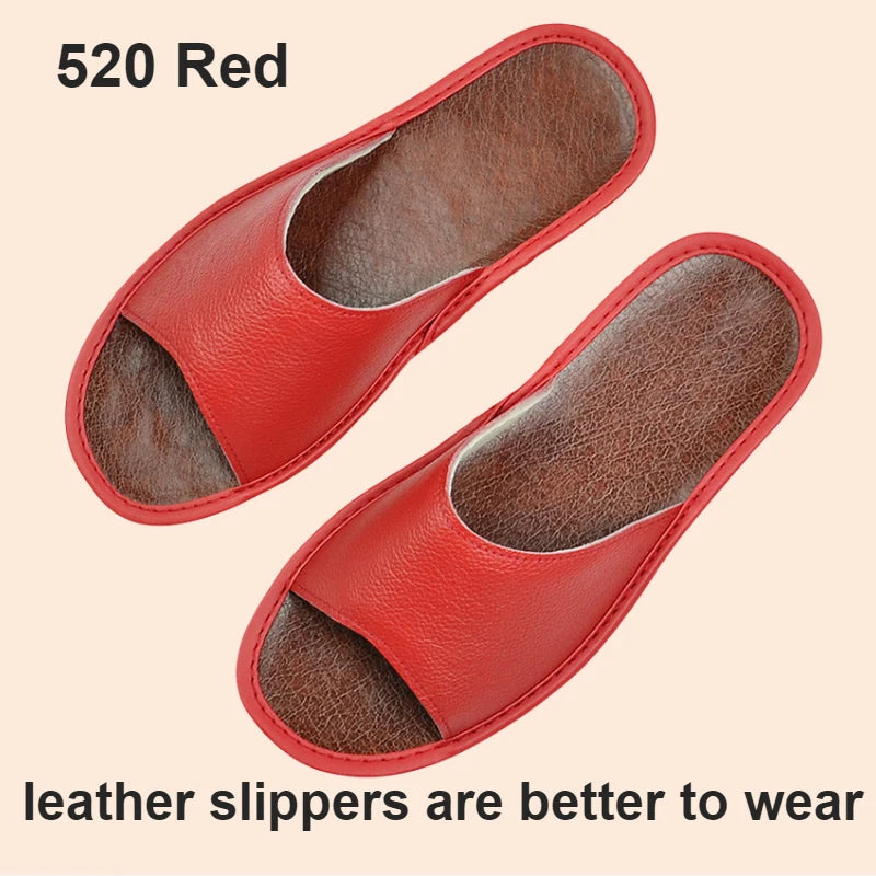 Big sizes Genuine Cow Leather Slippers Homes in indoor slipper summer open toe sandals men women elderly casual Slides shoes